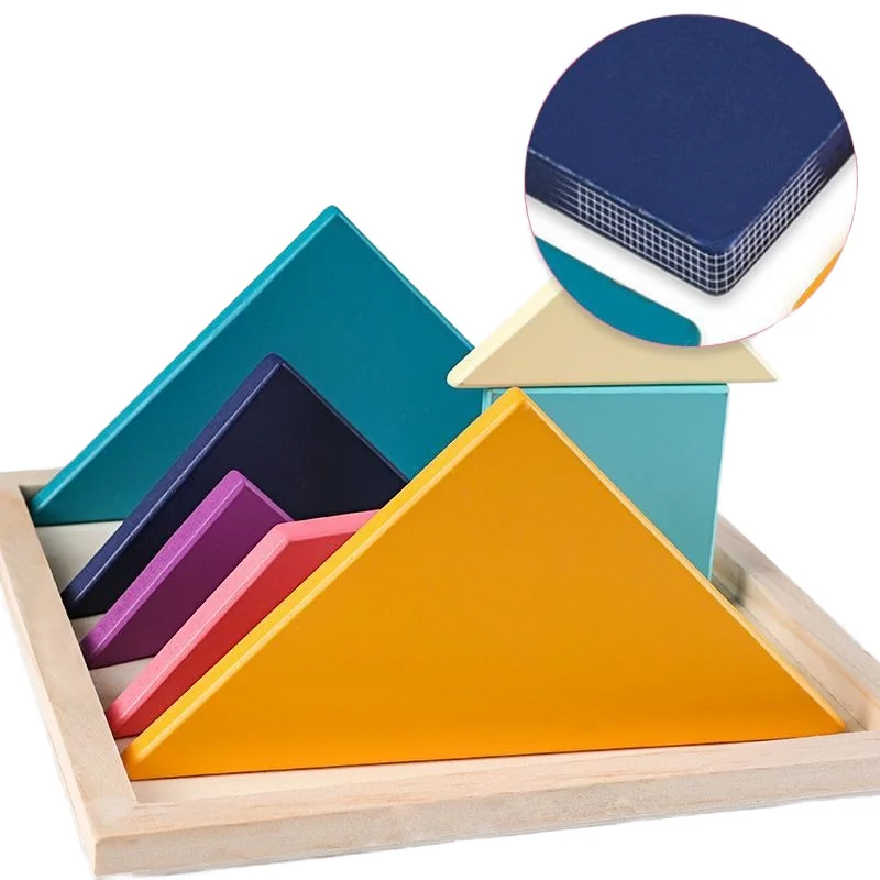 Bộ Tangram gỗ màu Montessori