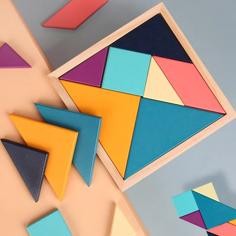 Bộ Tangram gỗ màu Montessori