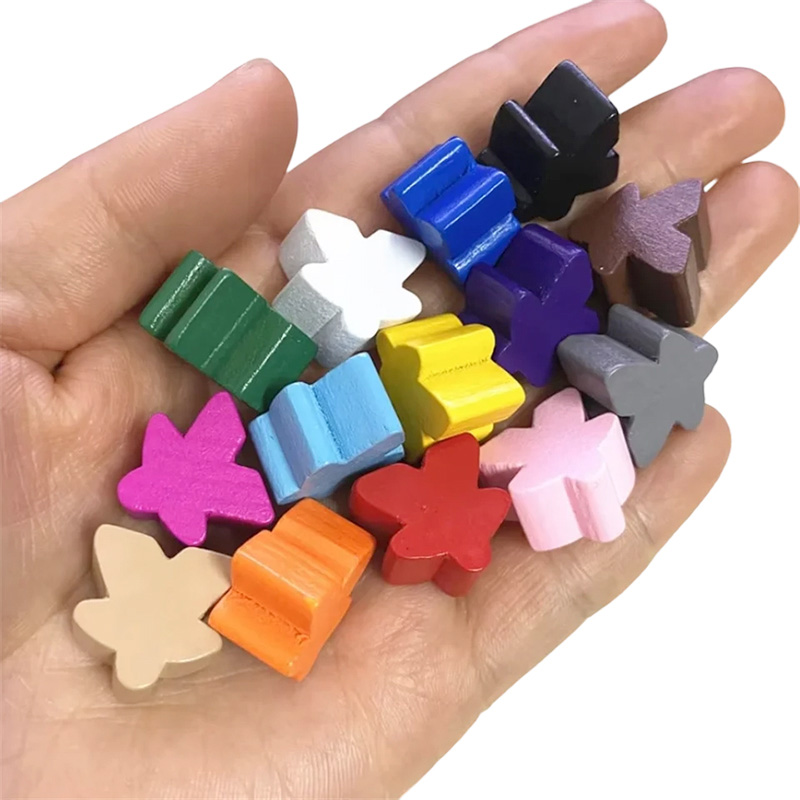 Phụ kiện trò chơi cầm đồ meeple bằng gỗ nhiều màu