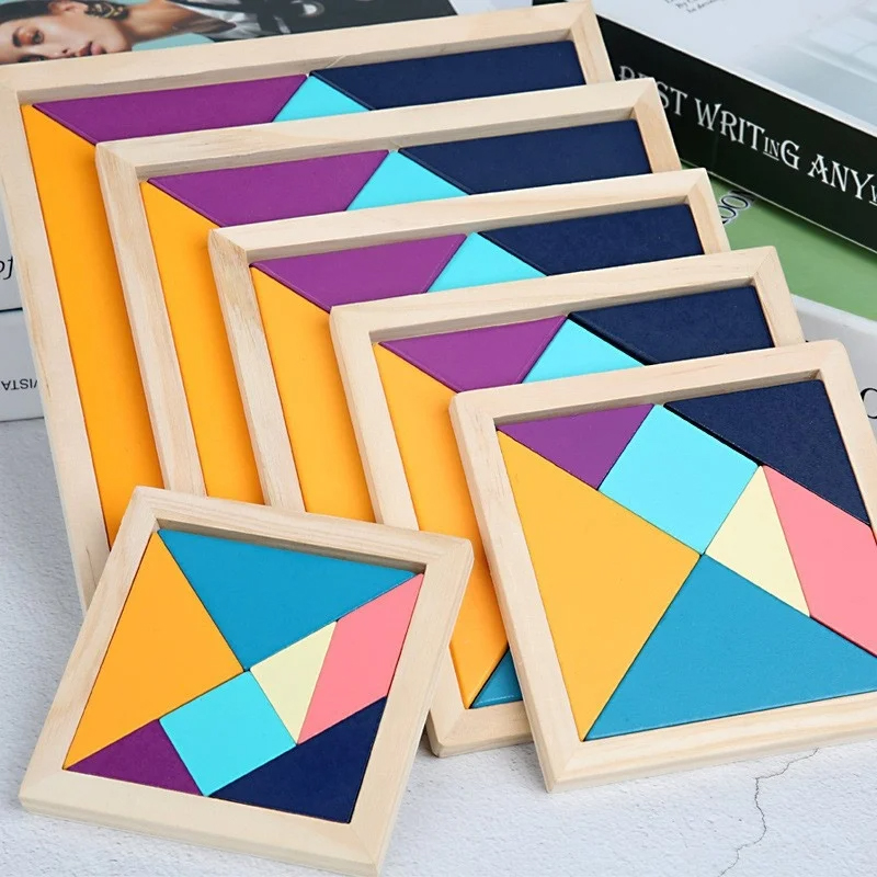 Bộ Tangram gỗ màu Montessori