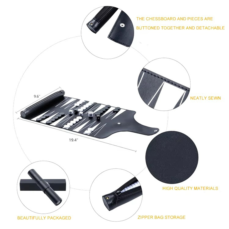 Bộ Backgammon có thể gập lại bằng da - Sự sang trọng di động để chơi game khi đang di chuyển