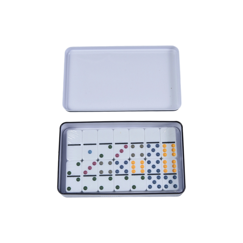 Bộ cạnh tranh chuyên nghiệp - Bộ hộp sắt Dominoes sáu chấm đầy màu sắc