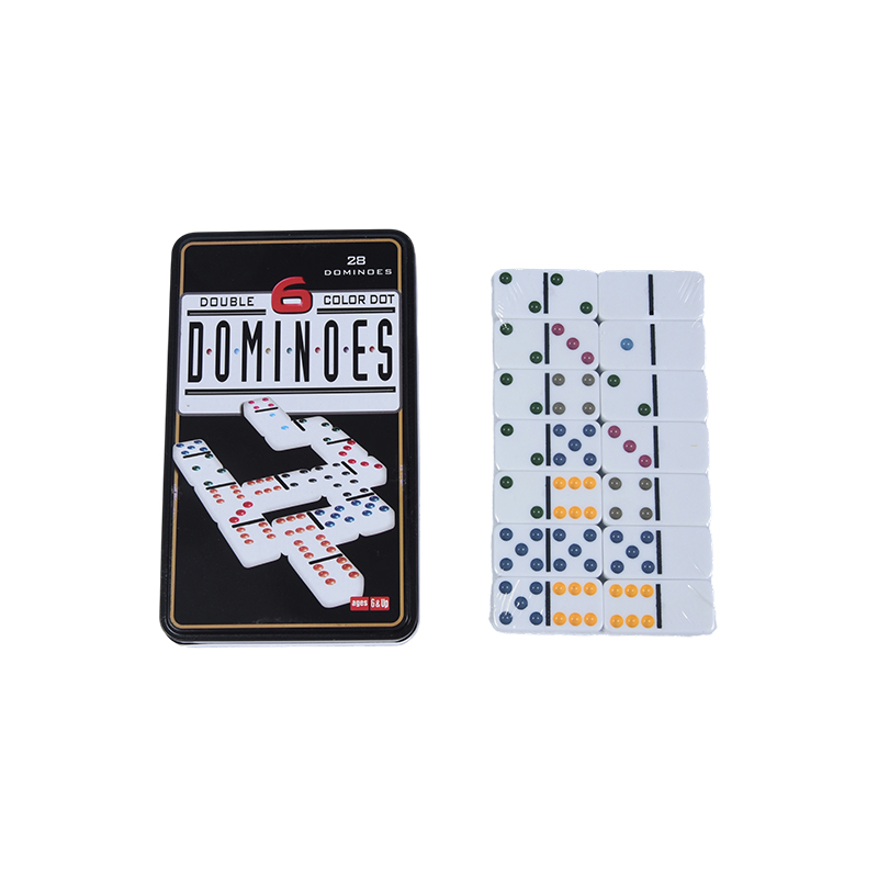 Bộ cạnh tranh chuyên nghiệp - Bộ hộp sắt Dominoes sáu chấm đầy màu sắc