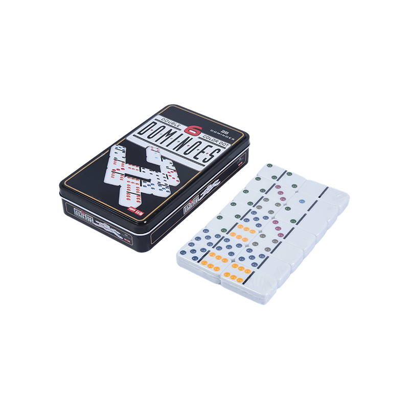 Bộ cạnh tranh chuyên nghiệp - Bộ hộp sắt Dominoes sáu chấm đầy màu sắc