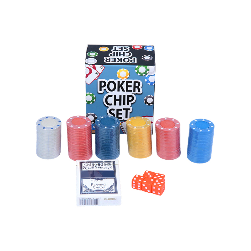 Hoàn thành với các chip màu, thẻ chơi và bộ chip poker xúc xắc