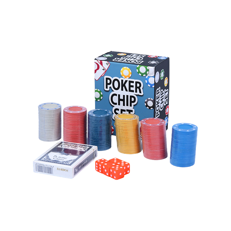Hoàn thành với các chip màu, thẻ chơi và bộ chip poker xúc xắc