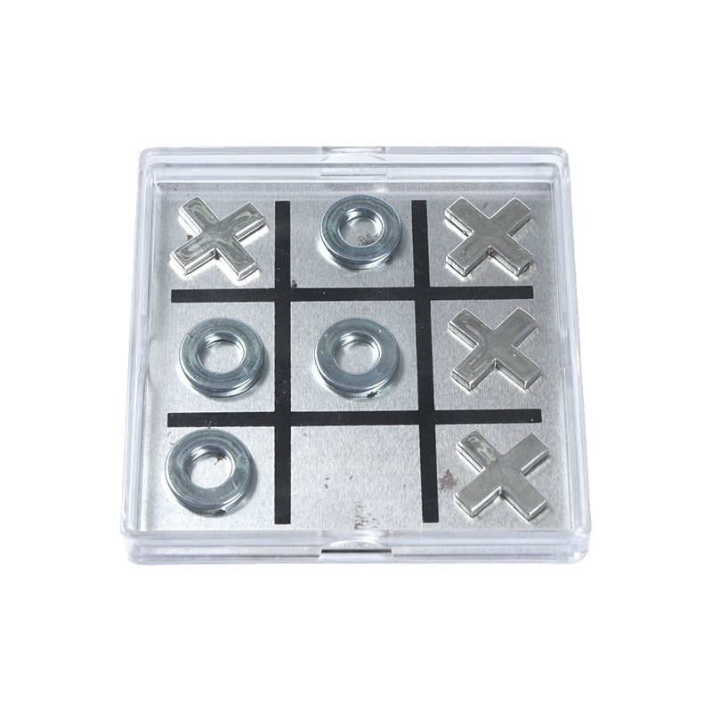 Bộ Tic-Tac-Toe kim loại từ tính đựng trong hộp acrylic trong suốt