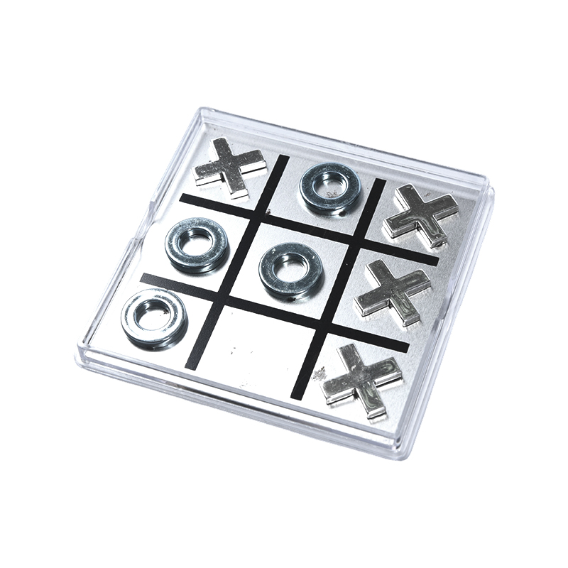 Bộ Tic-Tac-Toe kim loại từ tính đựng trong hộp acrylic trong suốt