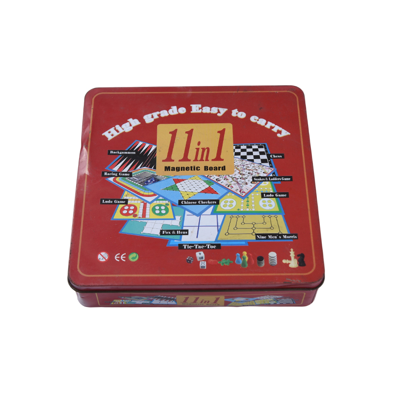 Bộ trò chơi bảng từ tính 11 trong 1 bằng thiếc kim loại màu đỏ