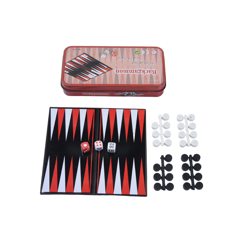 Metal Tin Case Bộ trò chơi Backgammon di động