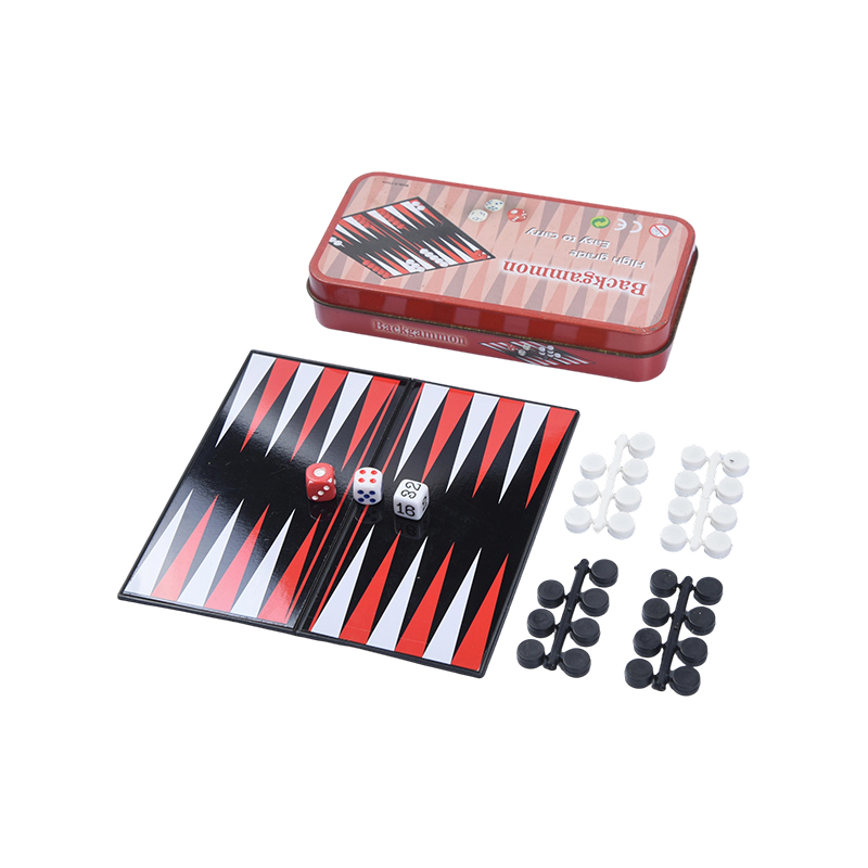 Metal Tin Case Bộ trò chơi Backgammon di động