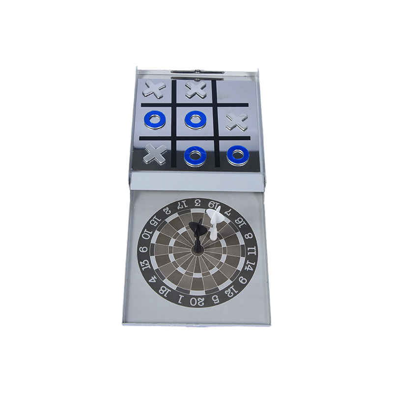 Phiên bản vỏ kim loại di động Trò chơi kết hợp phi tiêu từ tính và Tic-Tac-Toe