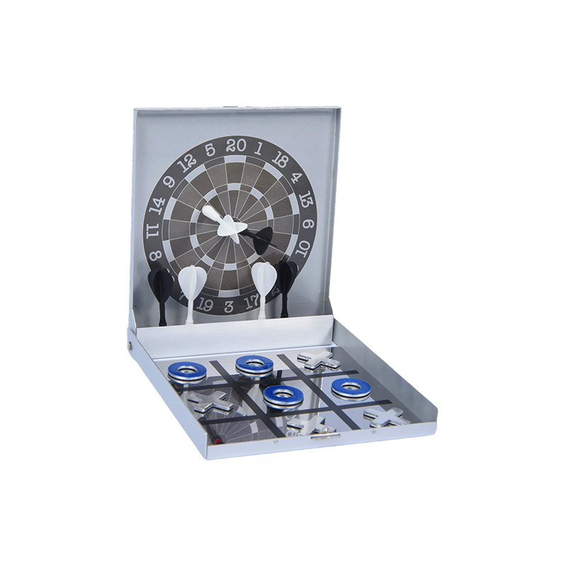 Phiên bản vỏ kim loại di động Trò chơi kết hợp phi tiêu từ tính và Tic-Tac-Toe