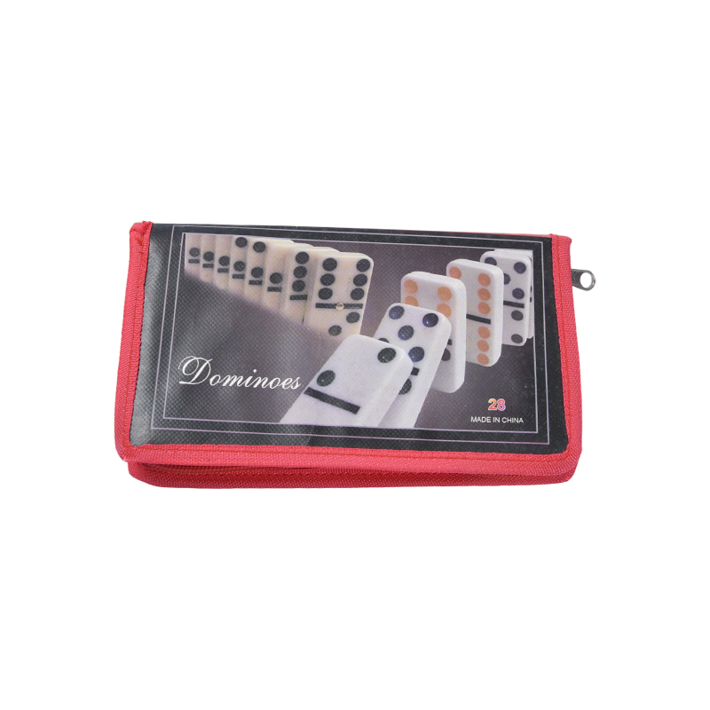 Trò chơi cổ điển có ngăn bảo vệ - Bộ Domino di động trong hộp vải đỏ
