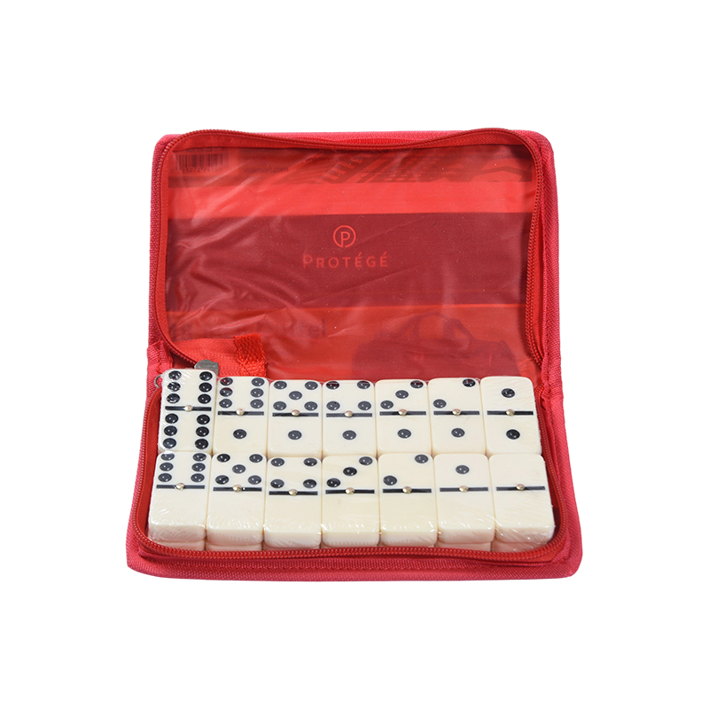 Trò chơi cổ điển có ngăn bảo vệ - Bộ Domino di động trong hộp vải đỏ